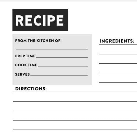 Pie Bar Recipe Card - Printable!